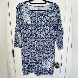 Lilly Pulitzer Blue and White Marlowe Mermaid Tail Dress | Size Medium